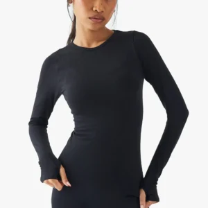 Black Full Sleeve Compression T-shirt For Women