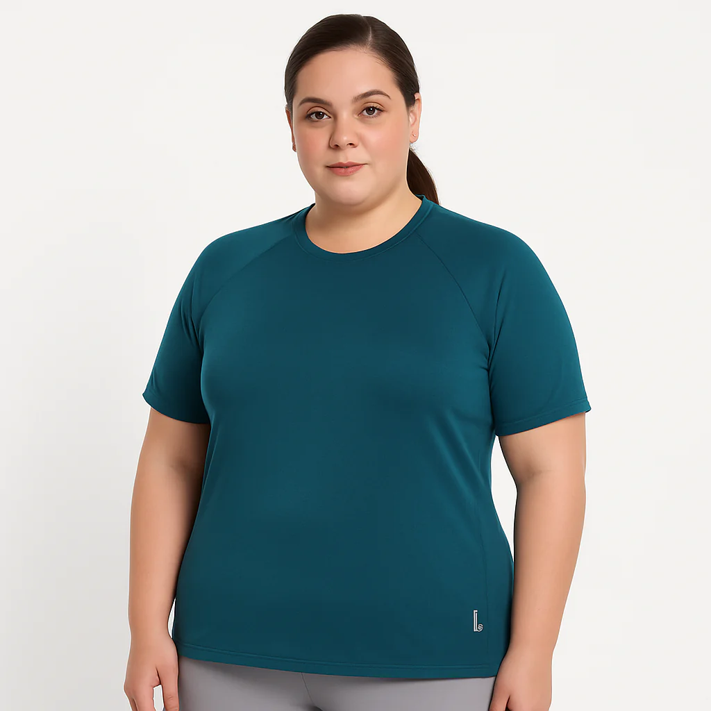 Round Neck Blue Dry-fit Gym T-Shirt For Women - Image 2