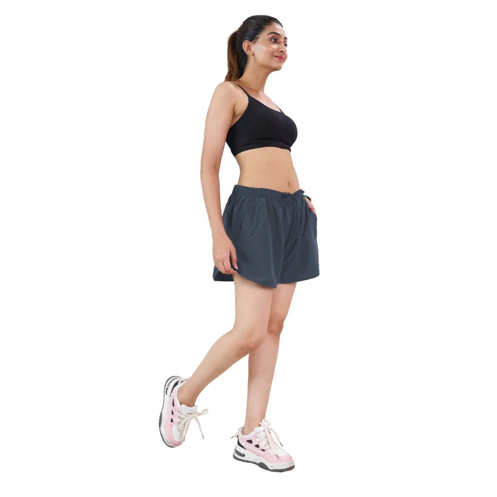 Dark Grey Sports & Running Shorts For Women - Image 4