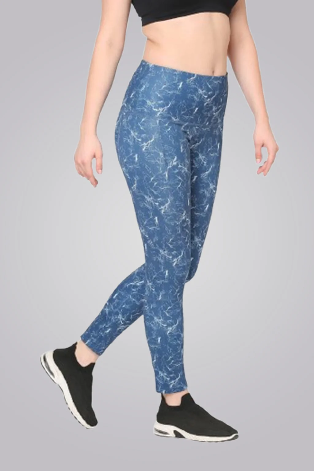 Blue Marble Shade Printed Gym Leggings