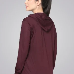 Maroon Gym Hoodie Jacket For Women
