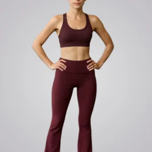 Maroon Flare Wide Leg Gym Leggings