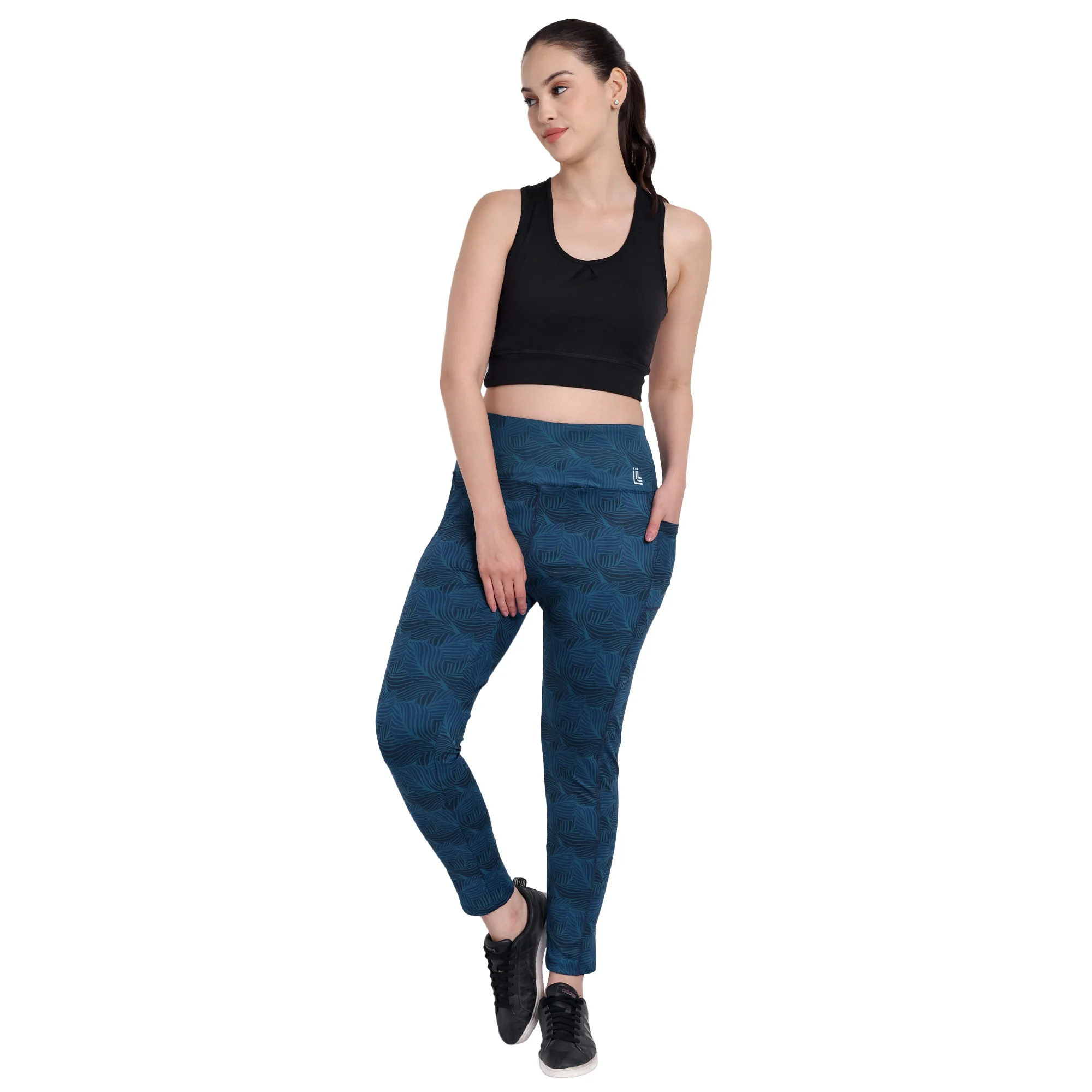 Women Dark Blue Leggings for Gym - Image 2