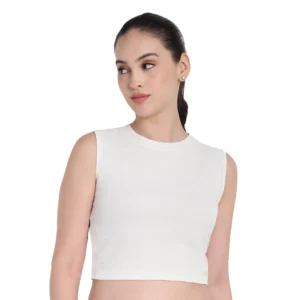 White Cropped Tank Top For Women