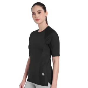 3/4 sleeve Black Sports T-Shirt For Women