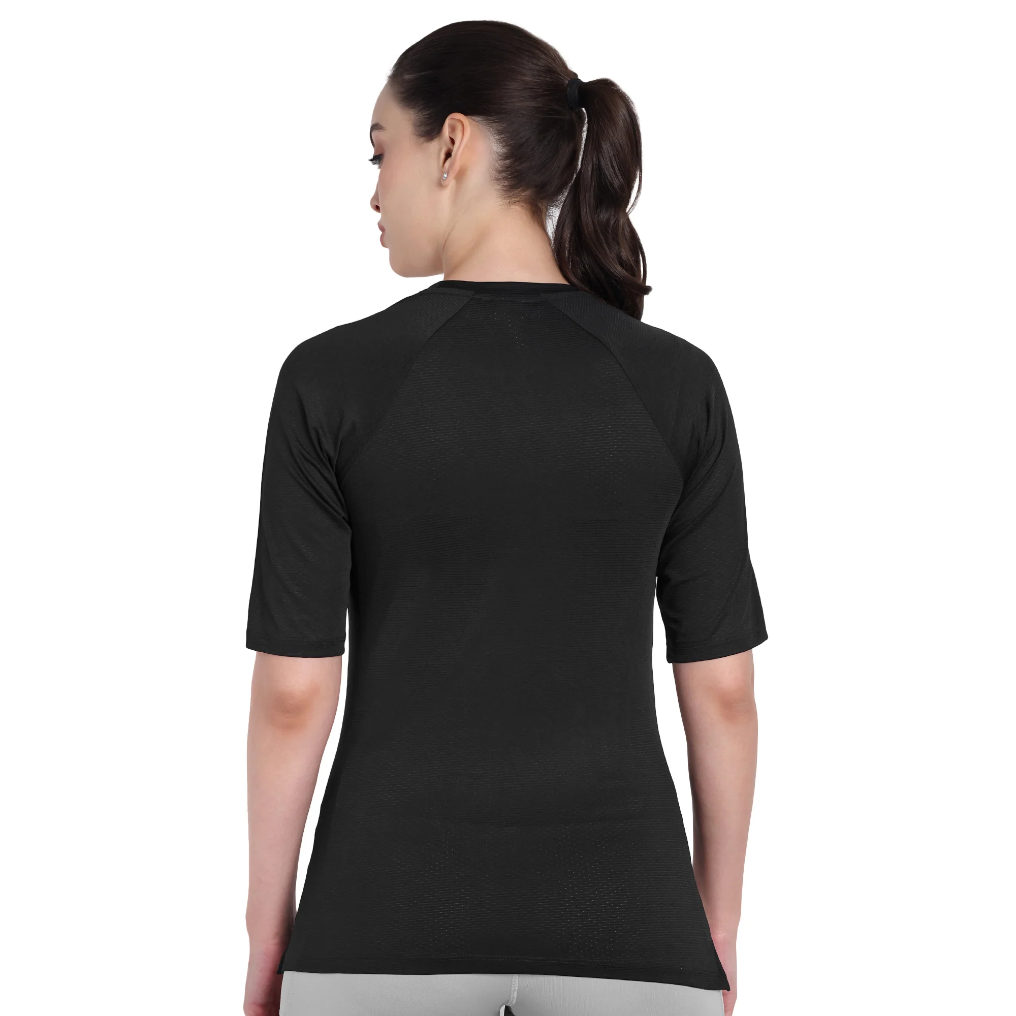 3/4 sleeve Black Sports T-Shirt For Women - Image 5