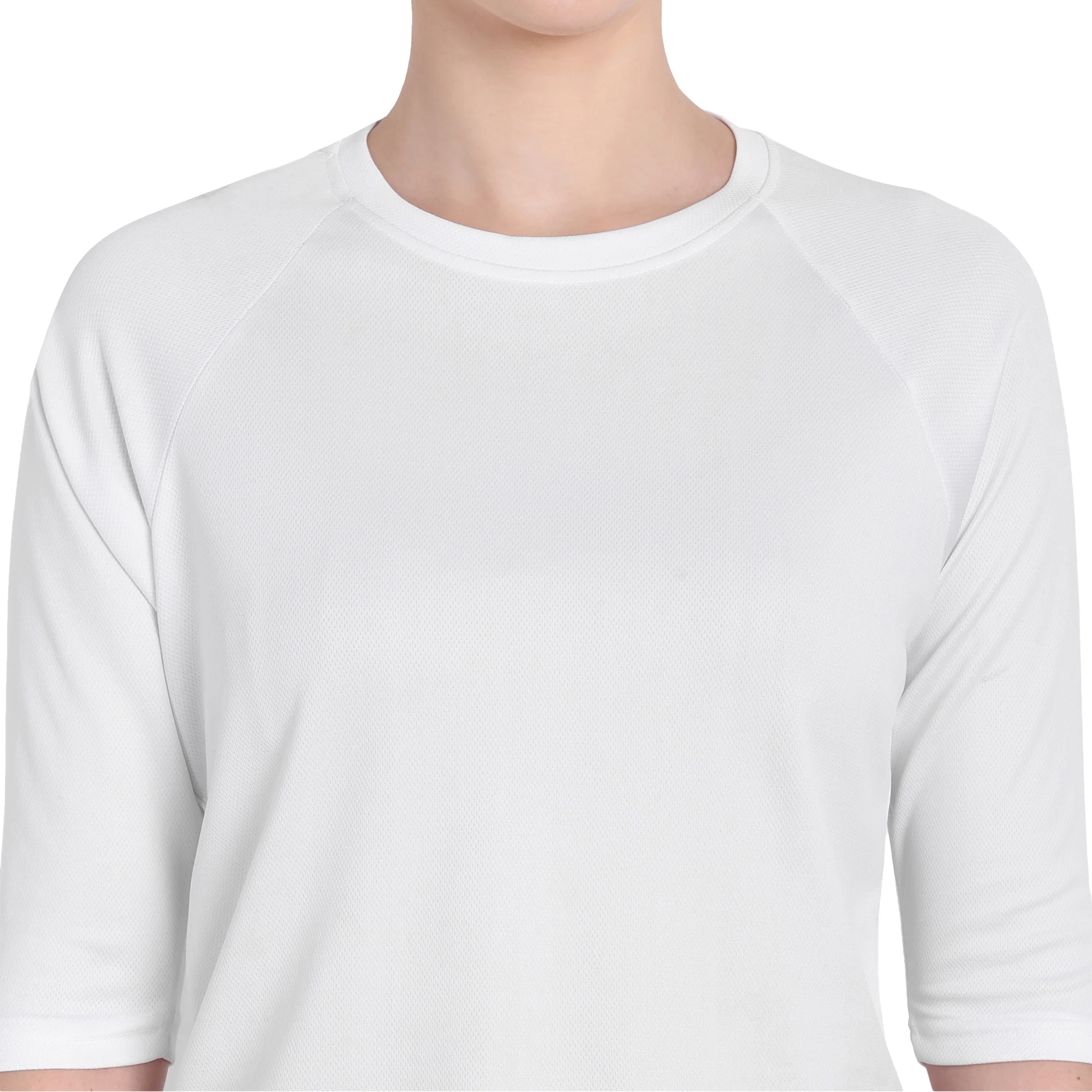 3/4 Sleeve White Gym T-Shirt For Women - Image 3