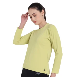 Full Sleeve Dry-fit Round Neck Light Green T-Shirt For Women