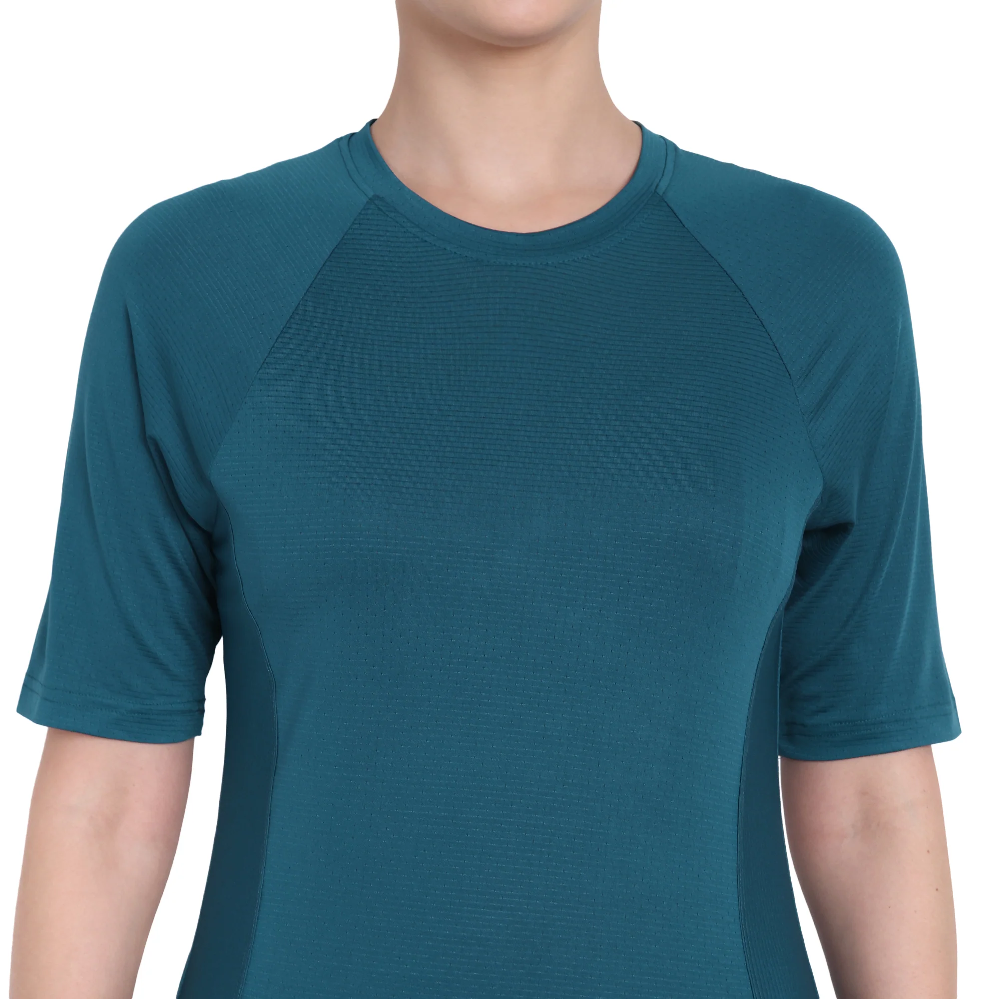 Round Neck Blue Dry-fit Gym T-Shirt For Women - Image 5