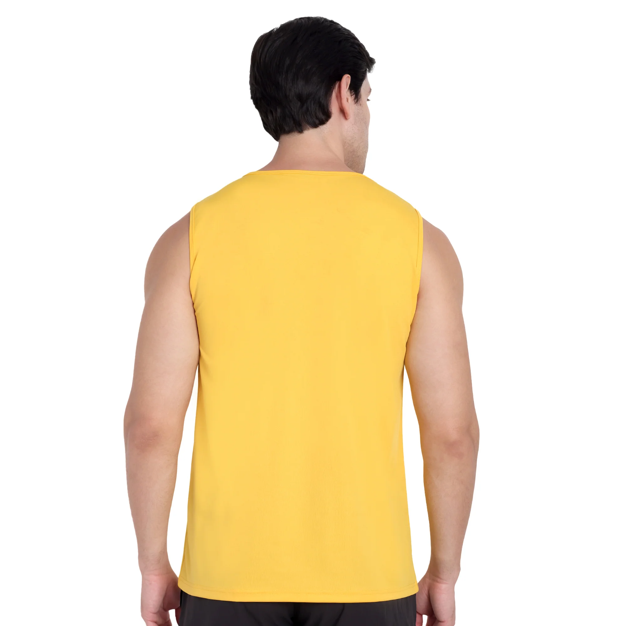 Yellow Round Neck Gym Stringer & Tank Top for Men - Image 5