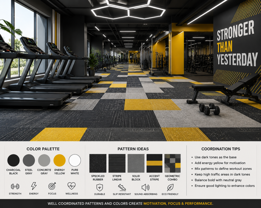 Pattern and Color Coordination for Gym Tile Design Ideas
