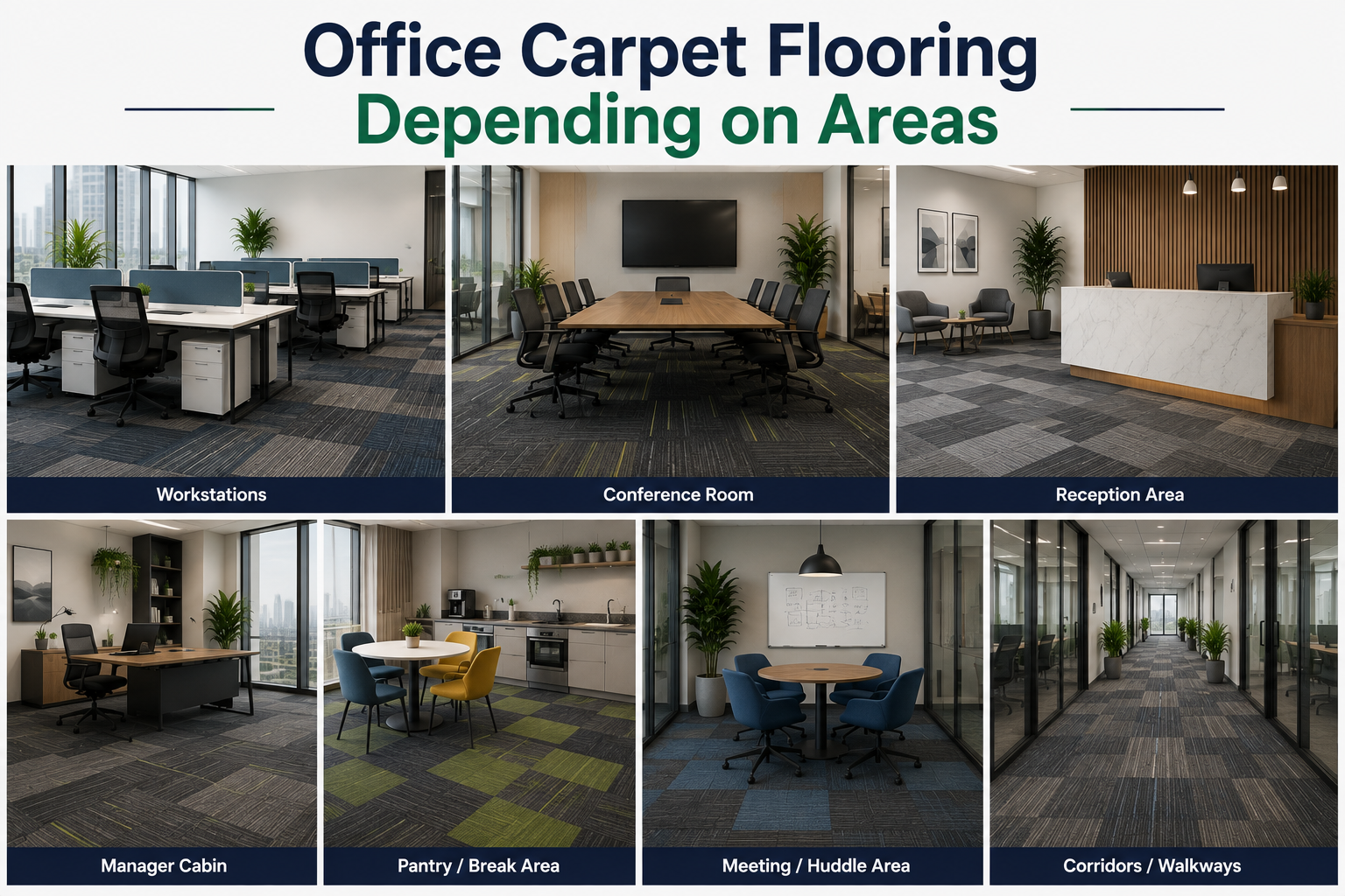 Office Carpet Flooring Depending on Areas