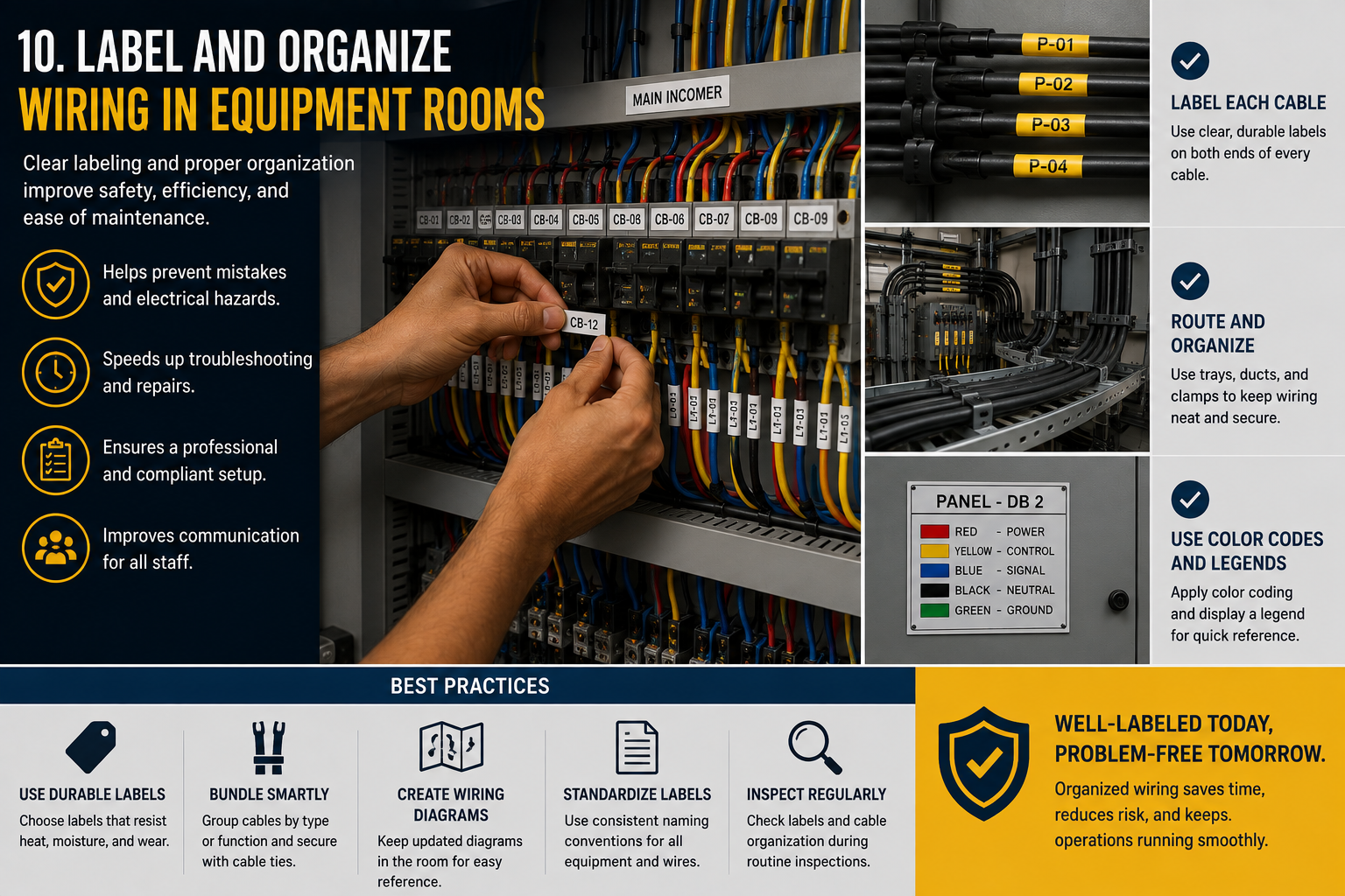 Label and Organize Wiring in Equipment Rooms